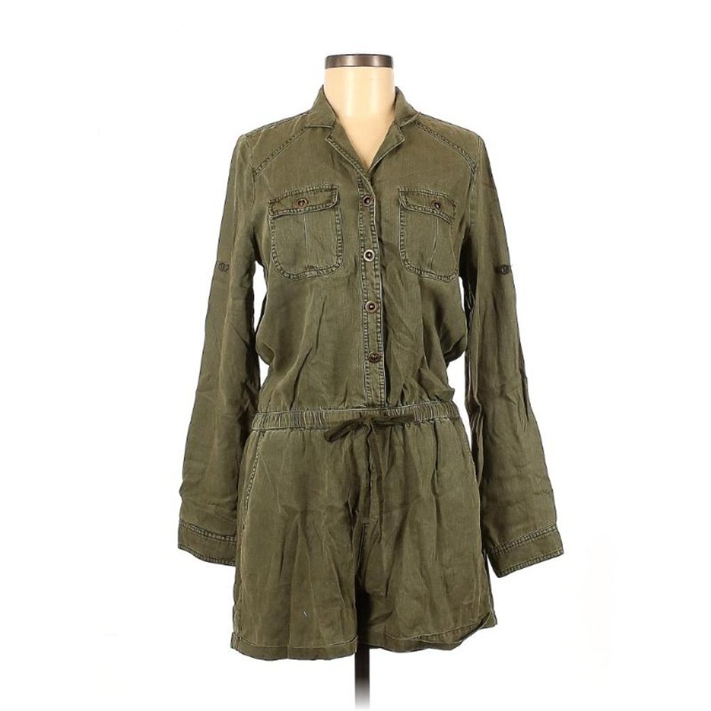 LaJu Khaki Army Green Soft Romper Long Sleeves M